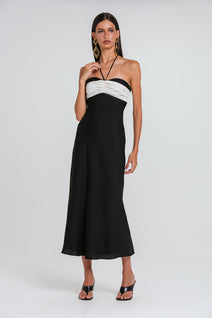 Vestido Lana - Preto/marfim