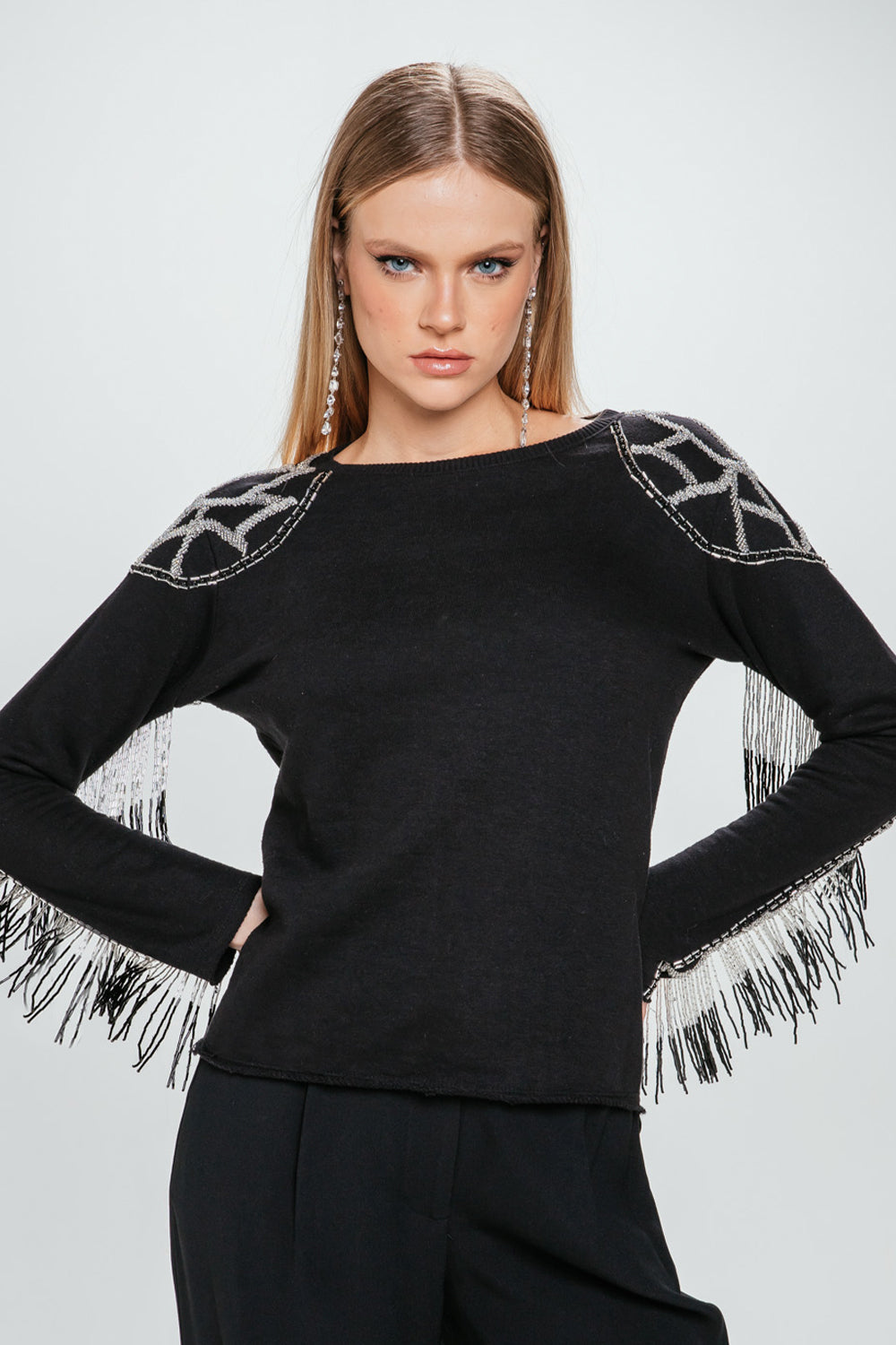 Moletom Fan Franjas - Preto/ Silver
