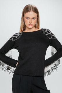 Moletom Fan Franjas - Preto/ Silver