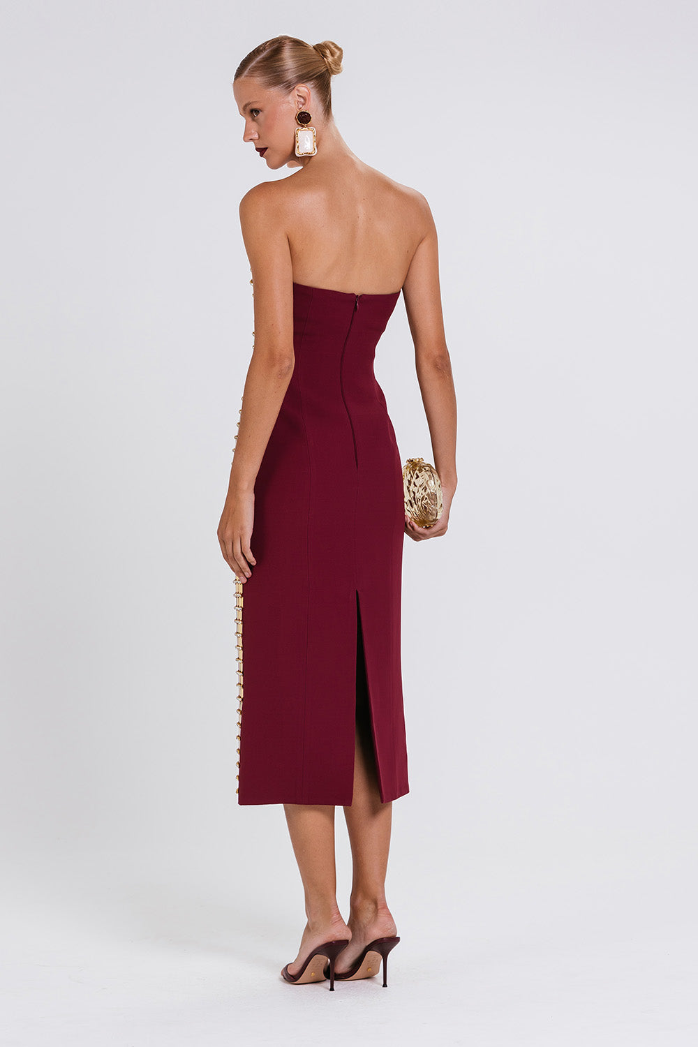 Vestido Sensy - Dourado / Cabernet